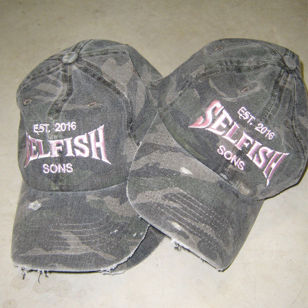 selfish distressed camo cap
